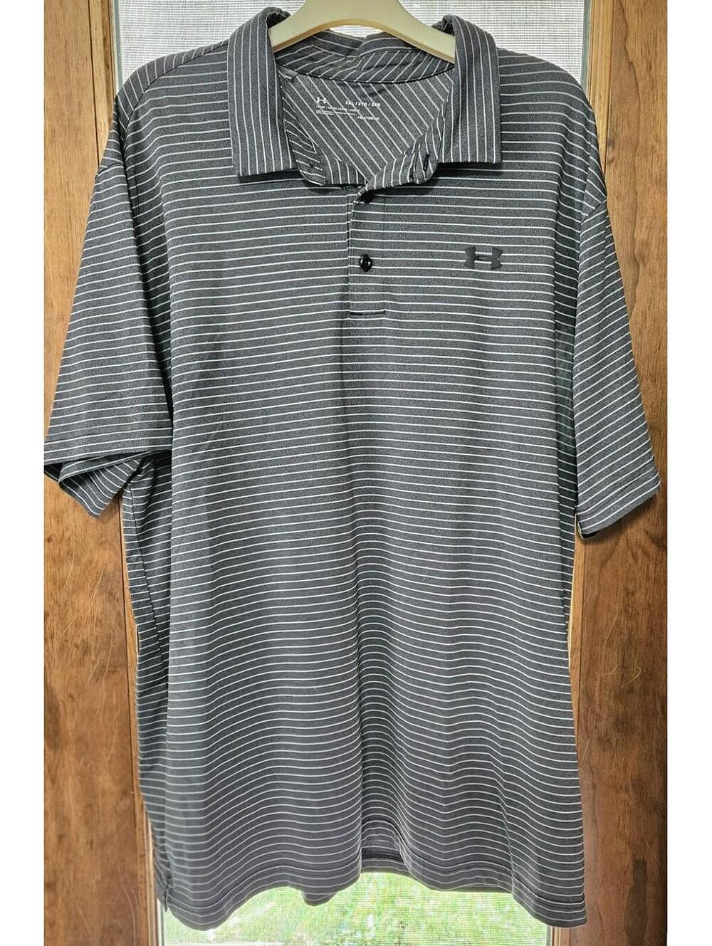 Under Armour Men's HeatGear Performance PLAYOFF POLO Sz XXL Striped Golf Shirt